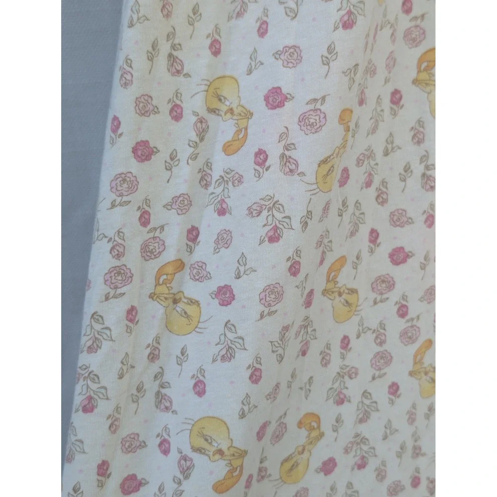 Looney Tunes Tweety Bird Nightgown Womens 2X Cream Floral Coquette Sleepwear